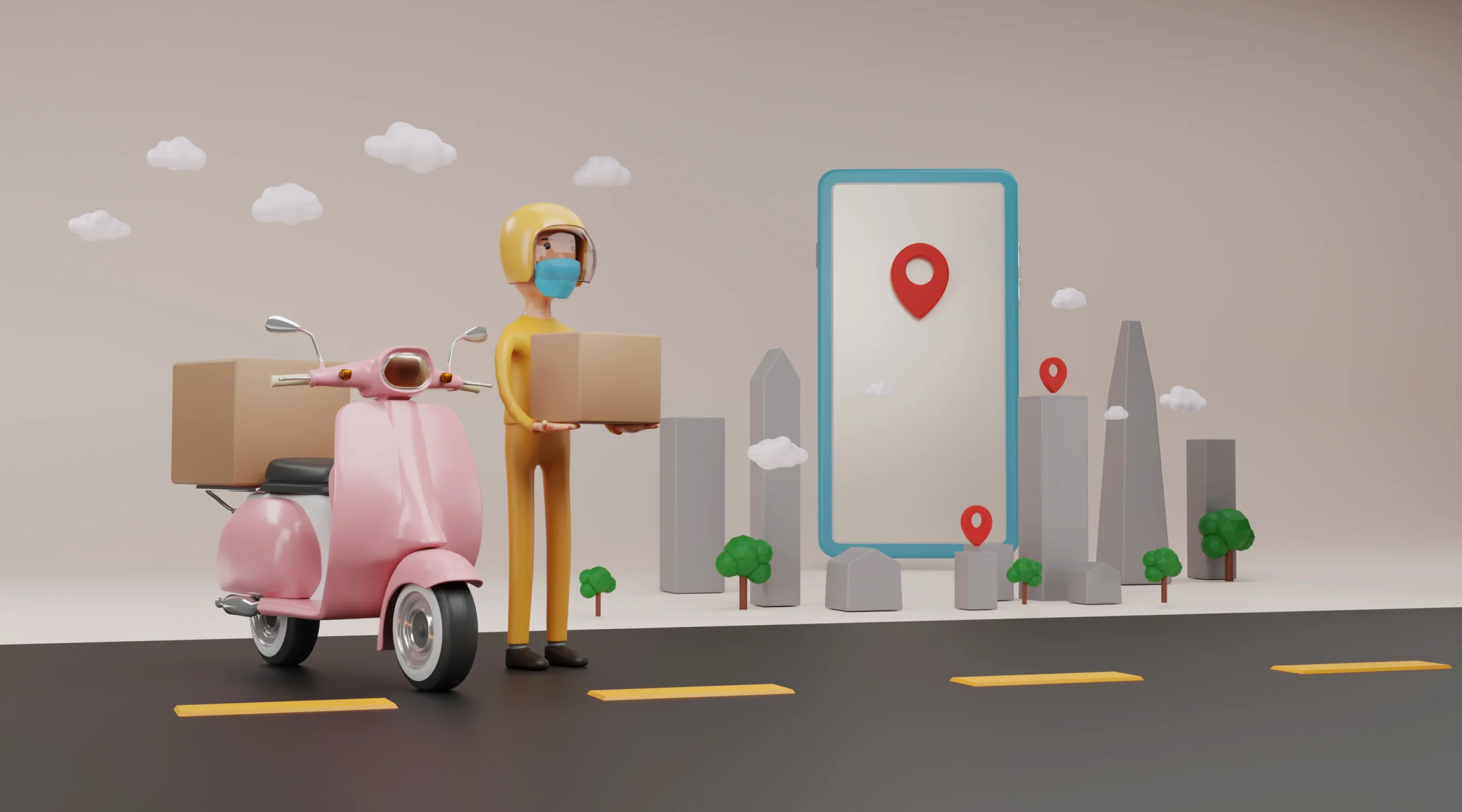 3d delivery man service with masks concept scaled Ontrack Telematics